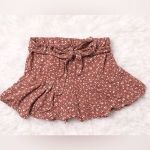 Urban Romantix Dusty Rose Printed Skort XS Paperbag Waist Tie Front Flowy